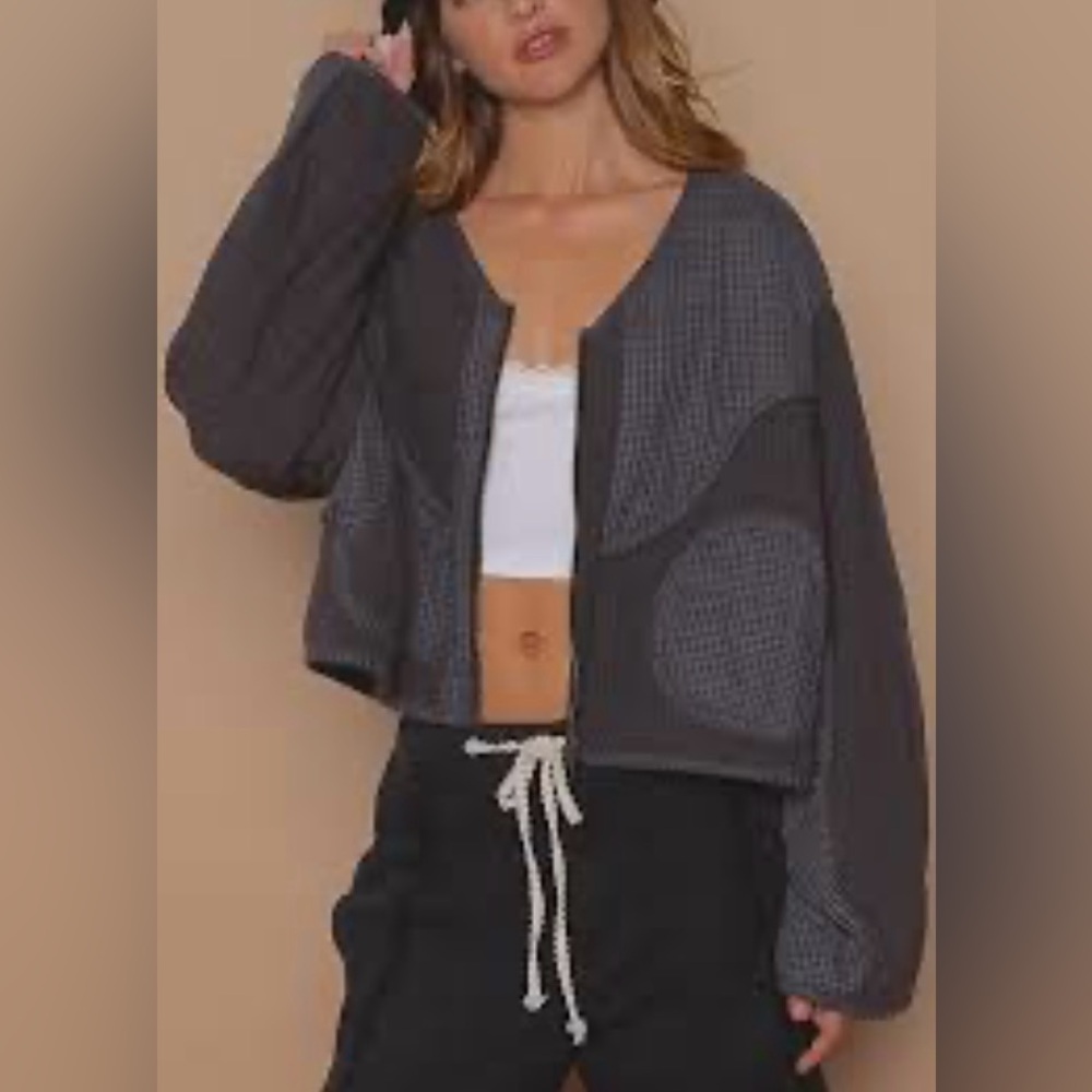 POL SMT2166 Black Bomber Jacket with Textured Fabric - Picture 7 of 7